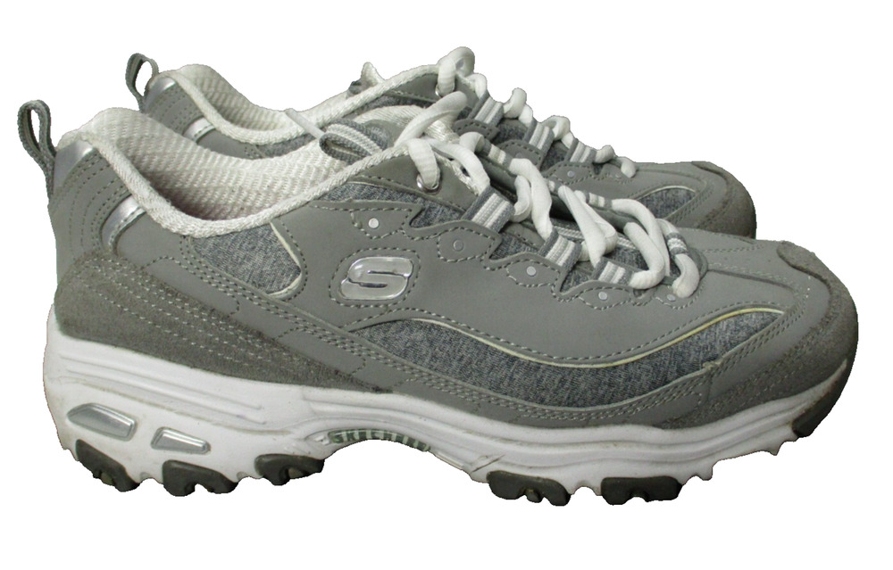 Skechers D'Lites Womens Sz 7 Gray White Shoes Sneakers Athletic Shoes